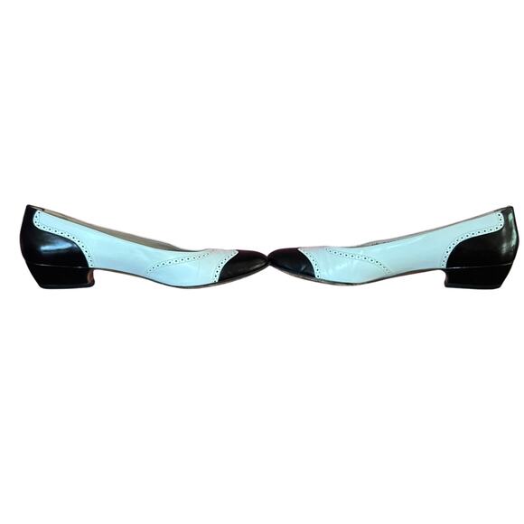 Rare Salvatore Ferragamo Kitten Heels Black - White Size 7 - 7.5 - Picture 5 of 11